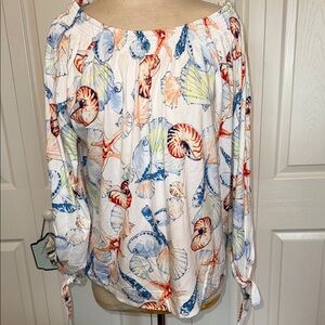 CHAPS Seashell Print Blouse XL